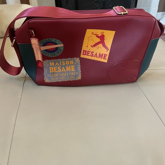 Maison Besame Large Bag, Burgundy, Green - Picture 1 of 8